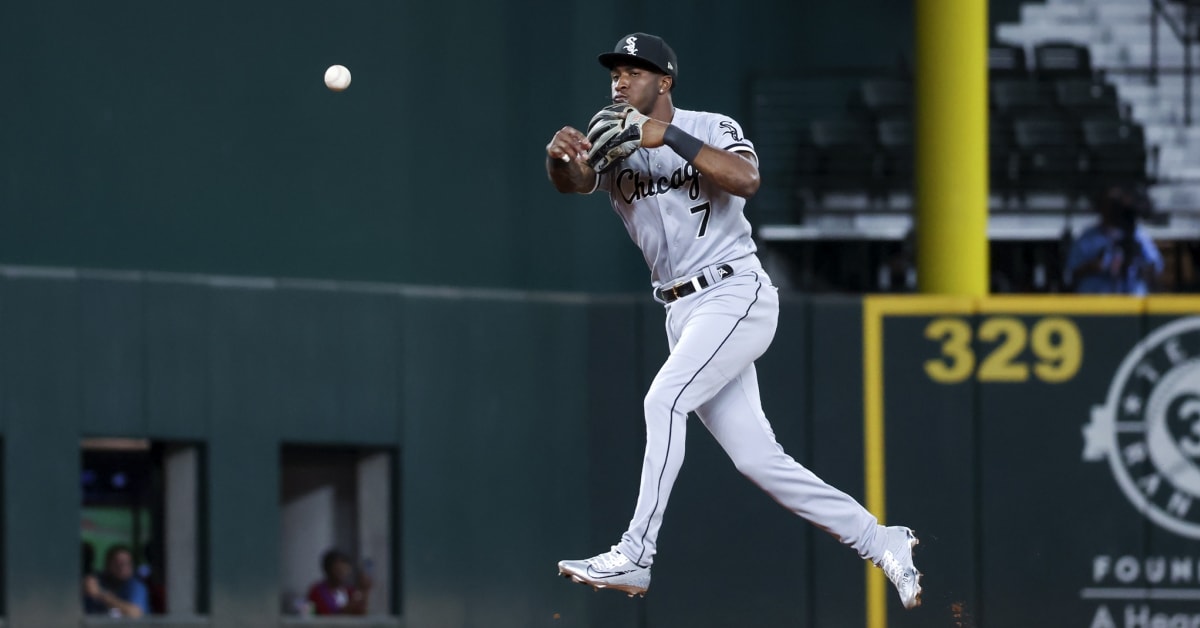 Chicago White Sox shortstop Tim Anderson looks on during a Major