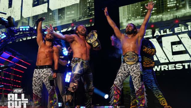 The Elite make an entrance during AEW All Out