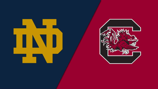Notre Dame and South Carolina logos side-by-side