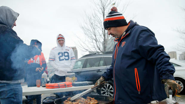 Jan 2, 2022; Chicago, Illinois, USA; Chicago Bears fans tailgate before the game between the Chicago Bears and New York Giants at Soldier Field.