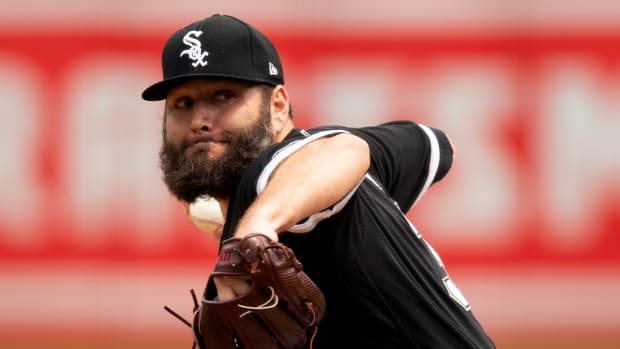 Sep 10, 2022; Oakland, California, USA; Chicago White Sox starting pitcher Lance Lynn (33) delivers a pitch against the Oakland Athletics during the first inning at RingCentral Coliseum.