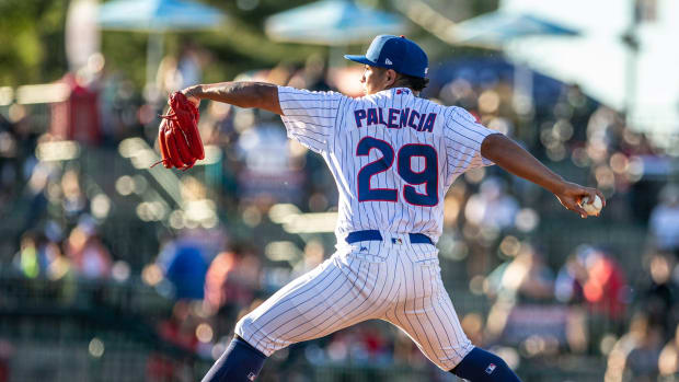 Daniel Palencia pitches during the South Bend Cubs vs. Peoria Chiefs minor league baseball game Wednesday, June 22, 2022 at Four Winds Field.