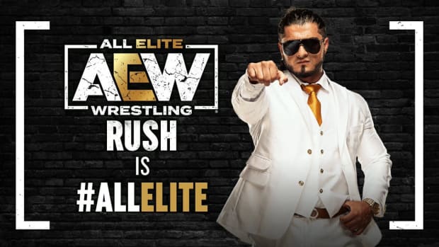 AEW graphic announcing the signing of Rush