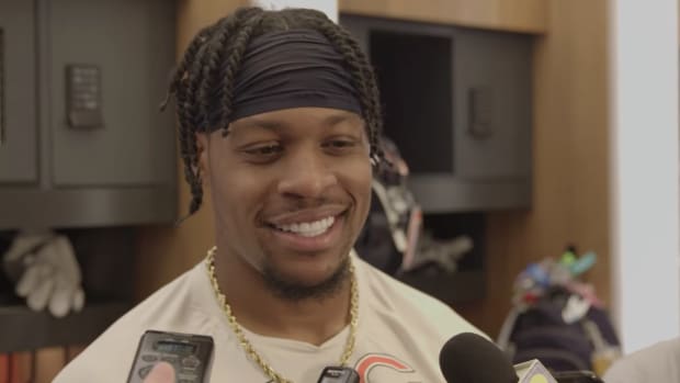 Chicago Bears wide receiver N'Keal Harry meets with reporters in the locker room at Halas Hall