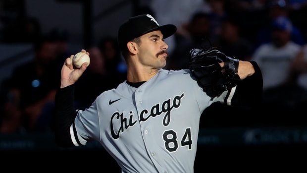 Aug 5, 2022; Arlington, Texas, USA; Chicago White Sox starting pitcher Dylan Cease (84) throws during the first inning against the Texas Rangers at Globe Life Field.