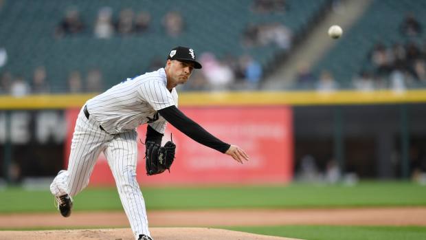 Apr 15, 2024; Chicago, Illinois, USA; Chicago White Sox starting pitcher Nick Nastrini pitches during the first inning against the Kansas City Royals at Guaranteed Rate Field.