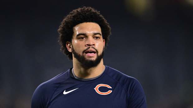 Dec 26, 2024; Chicago, Illinois, USA; Chicago Bears quarterback Caleb Williams (18) warms up before the game against the Seattle Seahawks at Soldier Field. Mandatory Credit: Daniel Bartel-Imagn Images
