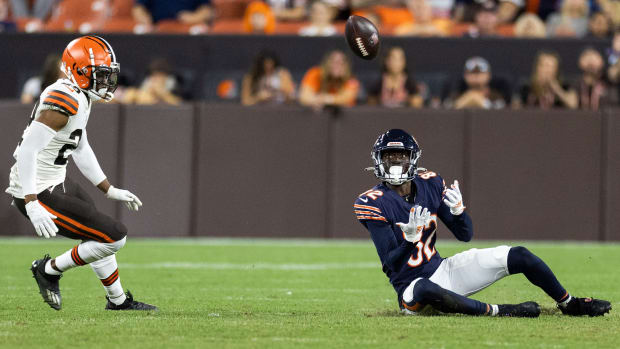 Ihmir Smith-Marsette of the Minnesota Vikings catches the ball and