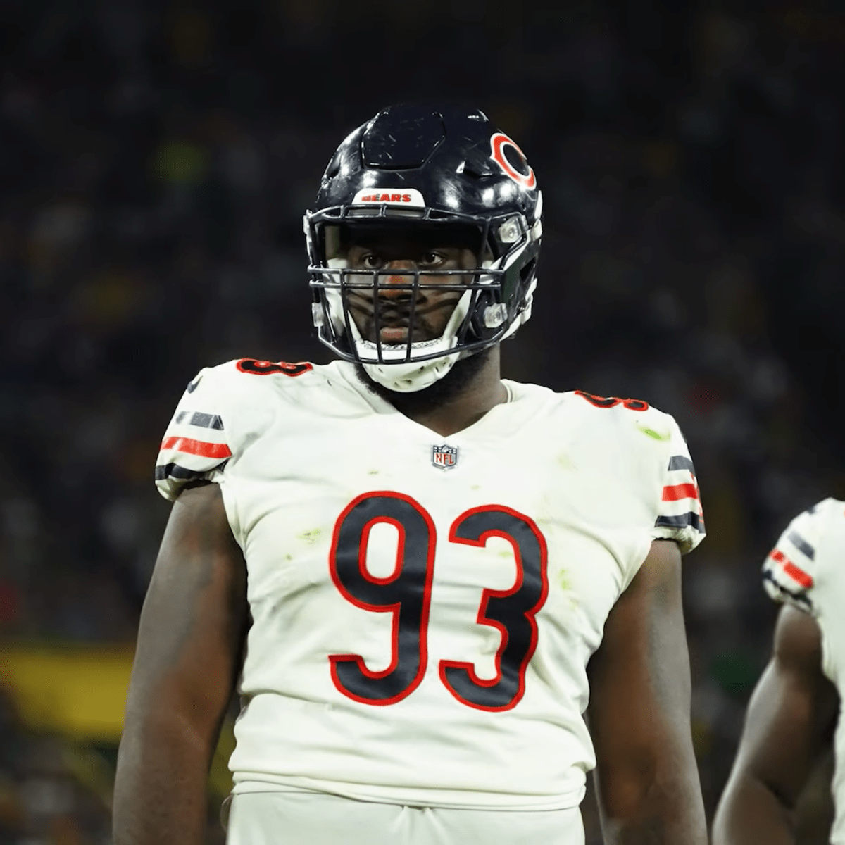 Chicago Bears defensive tackle Justin Jones (93) warms up prior to