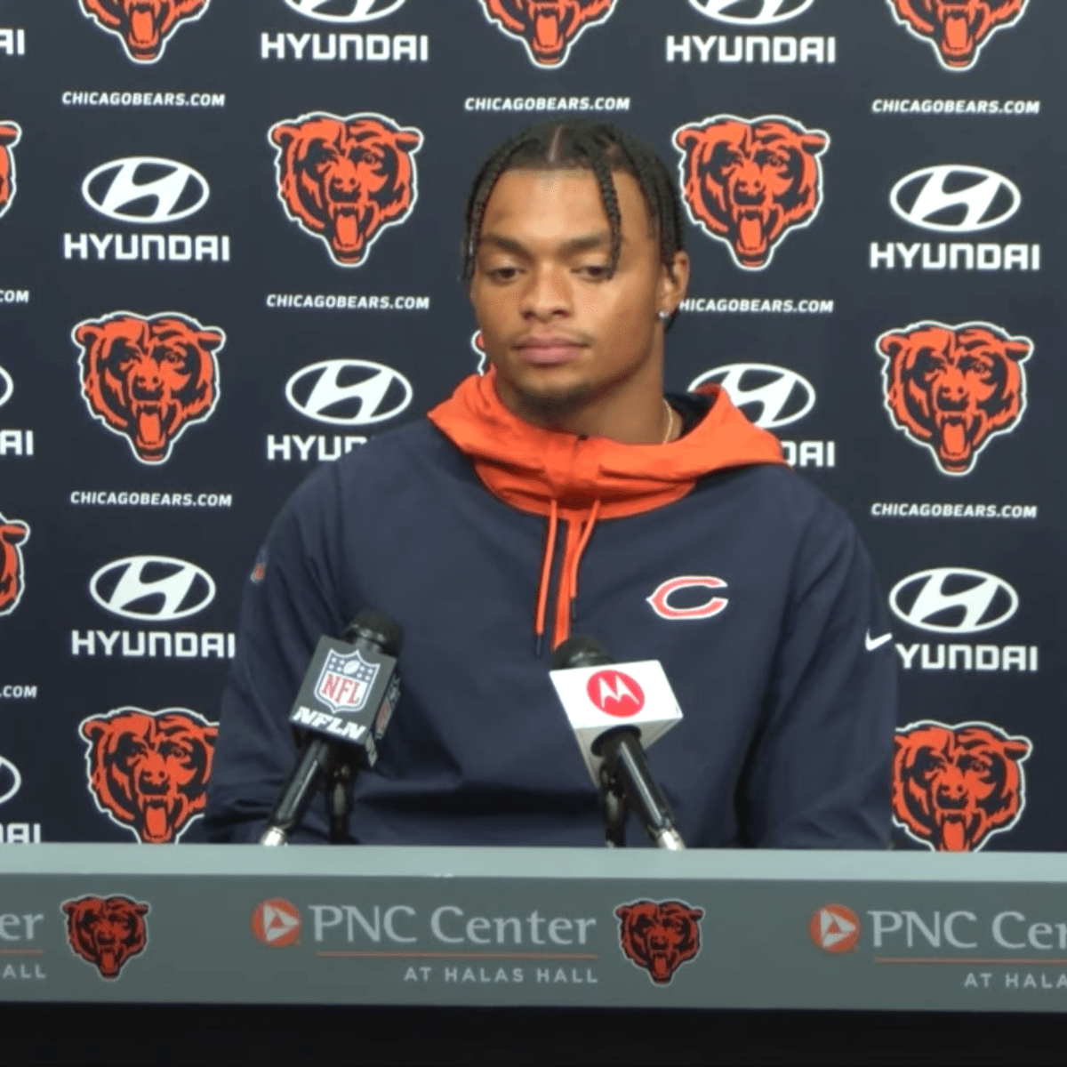 Chicago Bears QB Justin Fields brief with answers at news conference