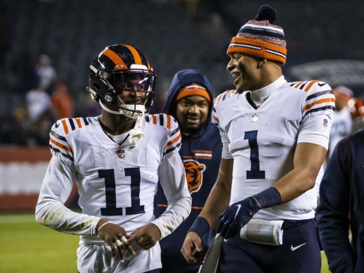 Chicago Bears wide receiver Darnell Mooney (11) runs a route during an NFL  preseason football game