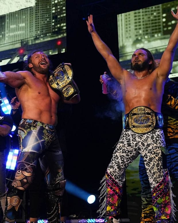 The Elite make an entrance during AEW All Out