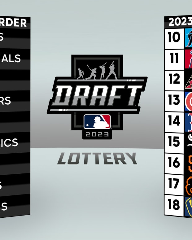 A graphic depicting the 2023 MLB Draft order following the league's first-ever lottery