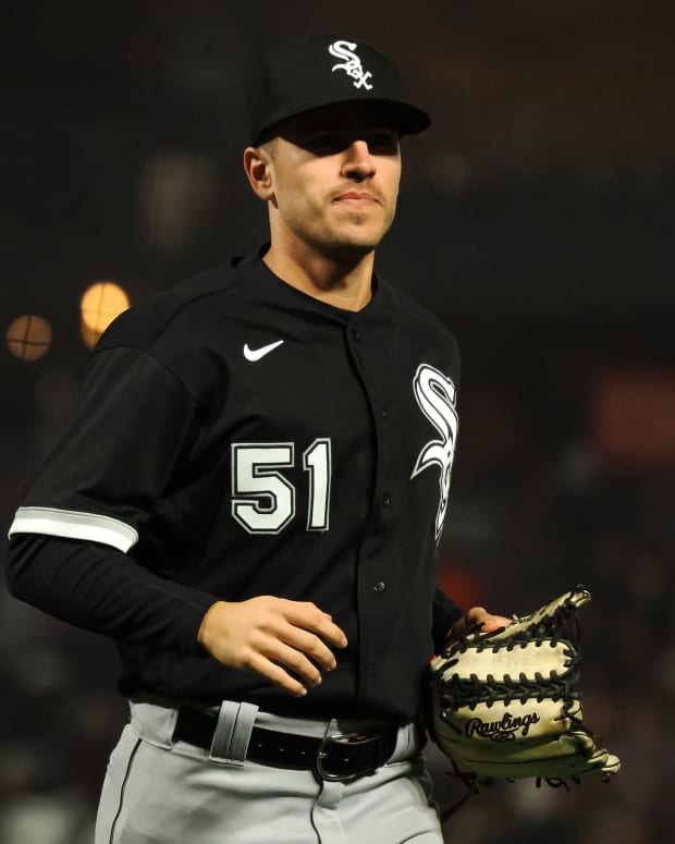 Jul 1, 2022; San Francisco, California, USA; Chicago White Sox right fielder Adam Haseley (51) returns to the dugout after the win against the San Francisco Giants at Oracle Park.