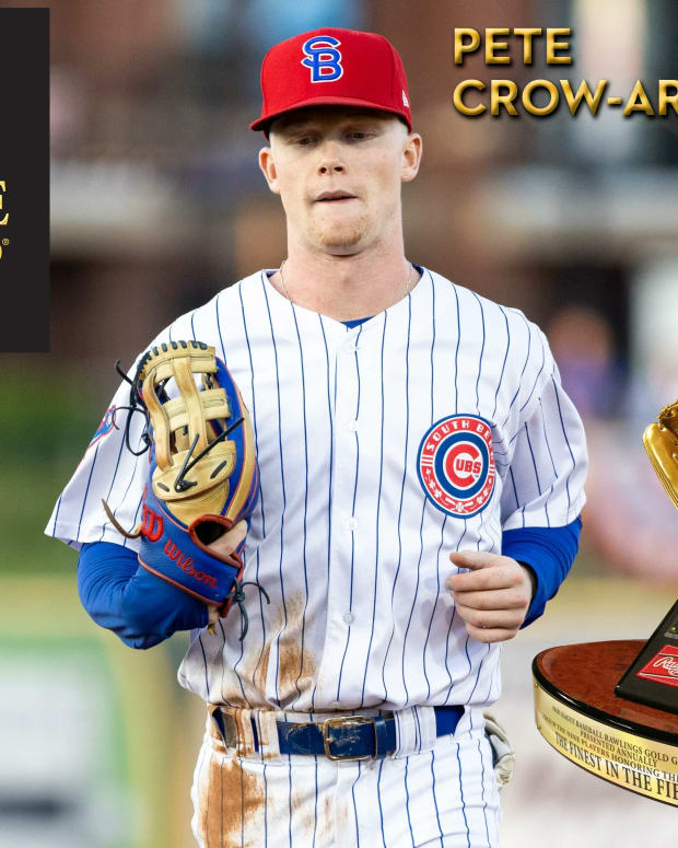 Cubs' top prospect Pete Crow-Armstrong earned the MiLB Gold Glove for his spectacular defense with the Myrtle Beach Pelicans and South Bend Cubs in 2022.
