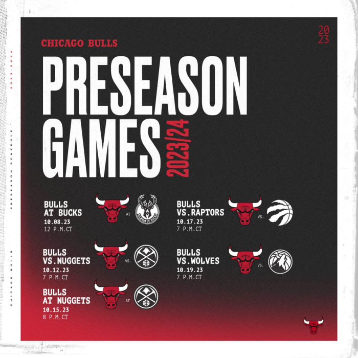 Chicago Bulls 2023 Preseason Schedule Released On Tap Sports Net