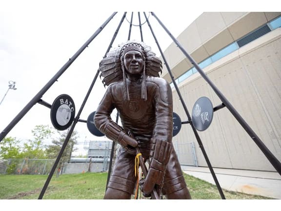 Statue Honoring Former Blackhawk Fred Saskamoose Unveiled In Saskatoon ...