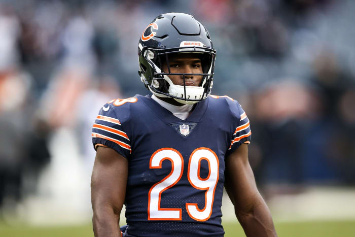 CHICAGO, ILLINOIS - JANUARY 06: Tarik Cohen #29 of the Chicago Bears warms up before the NFC Wild Card Playoff game against the Philadelphia Eagles at Soldier Field on January 06, 2019 in Chicago, Illinois. (Photo by Dylan Buell/Getty Images)