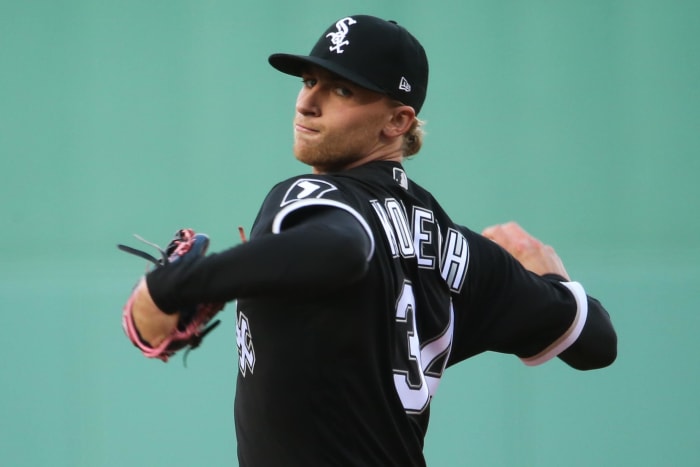 BOSTON, MA - APRIL 18: Michael Kopech #34 of the Chicago White Sox pitches in the first inning against the Boston Red Sox during game two of a doubleheader at Fenway Park on April 18, 2021 in Boston, Massachusetts. (Photo by Kathryn Riley/Getty Images)