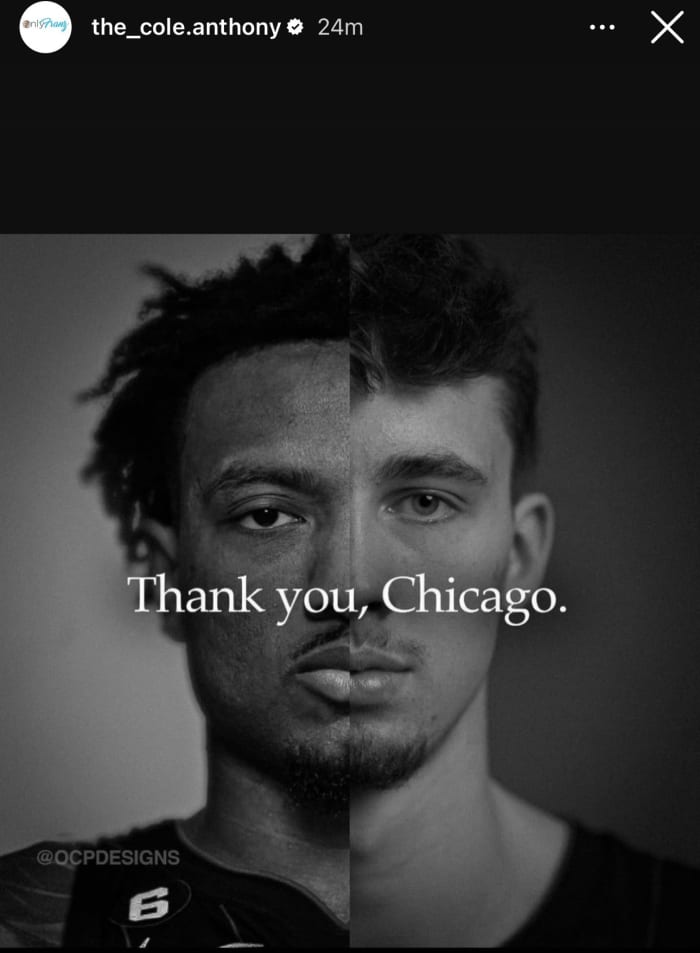 Orlando Magic guard Cole Anthony's Instagram post blasting the Chicago Bulls