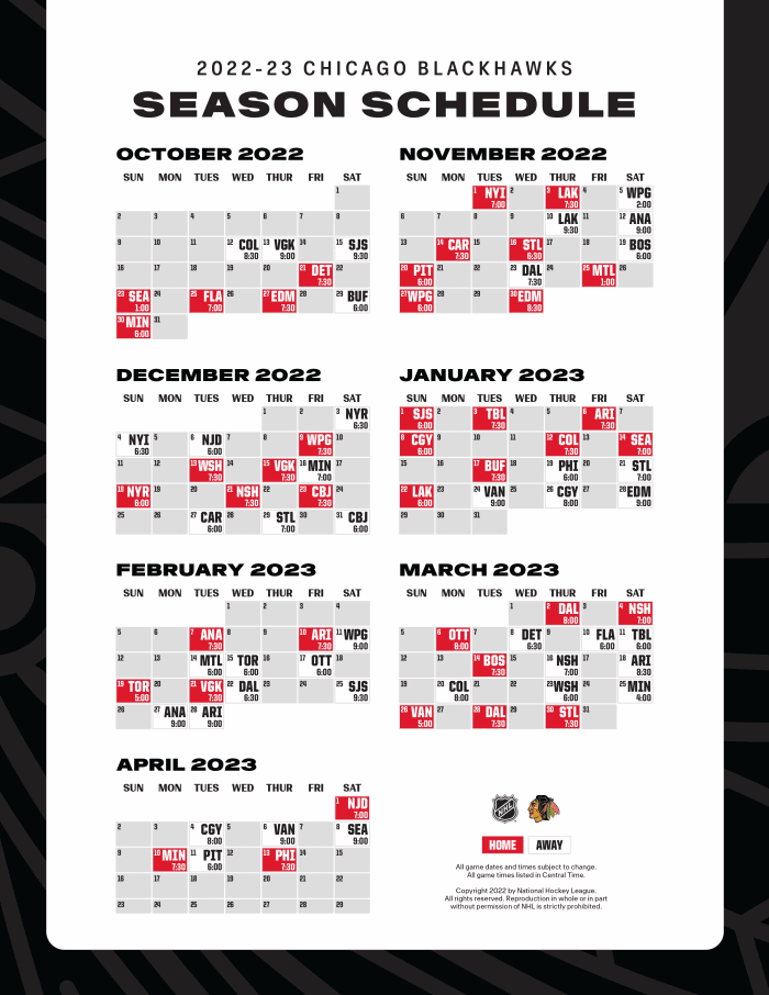 Top 10 Dates for Blackhawks' 2022-23 Regular-Season Schedule - On Tap ...