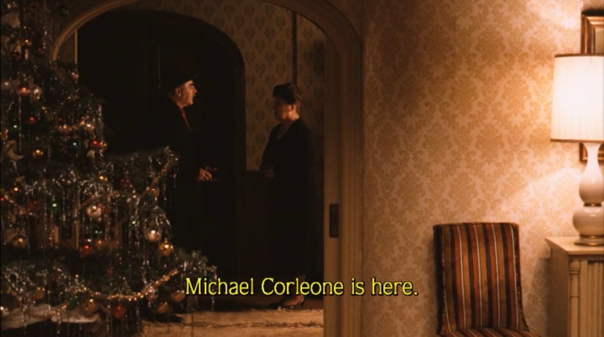 Frank Pentangeli walking into his house to find out that Michael Corleone has come to visit in The Godfather Part II