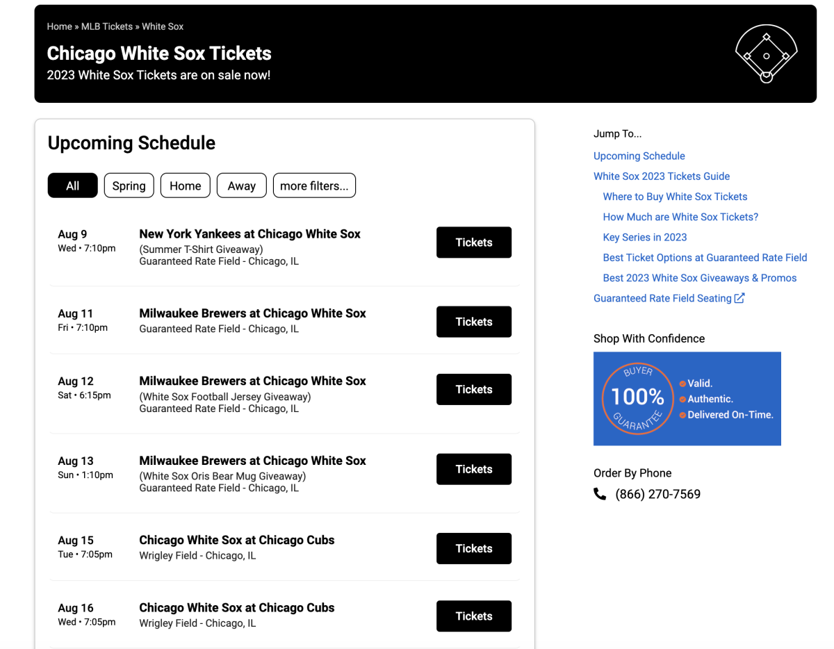 Buy White Sox Tickets - Chicago White Sox MLB Tickets at