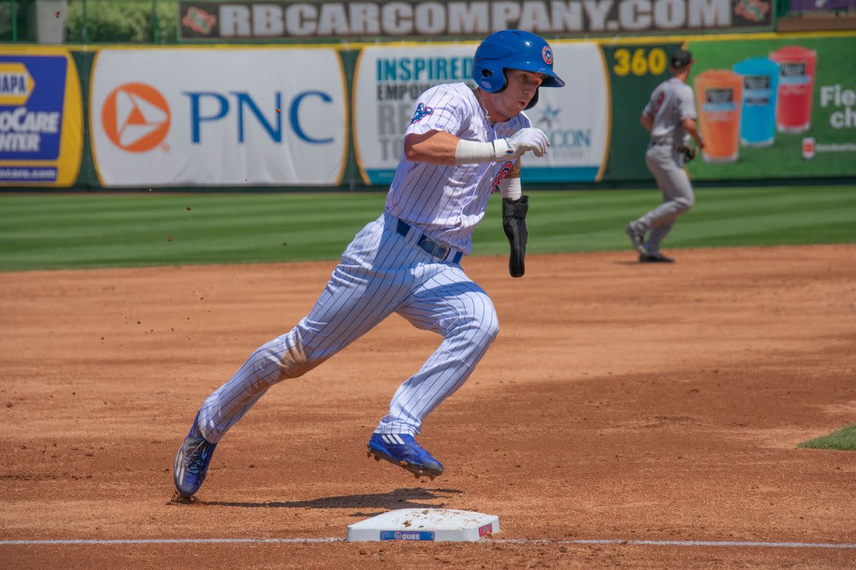 Cole Roederer rounding third base during the 2019 season with the South Bend CubsPhoto: Clinton Cole