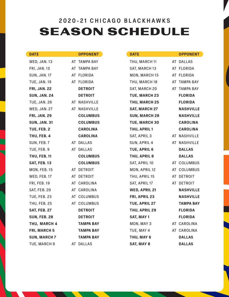 Blackhawks 2021 Schedule