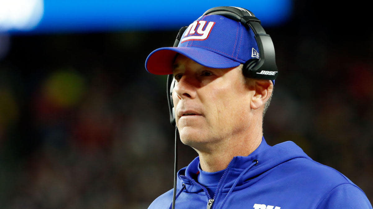 Oct 10, 2019; Foxborough, MA, USA; New York Giants head coach Pat Shurmur watches a play against the New England Patriots during the first half at Gillette Stadium. Mandatory Credit: Greg M. Cooper-USA TODAY Sports