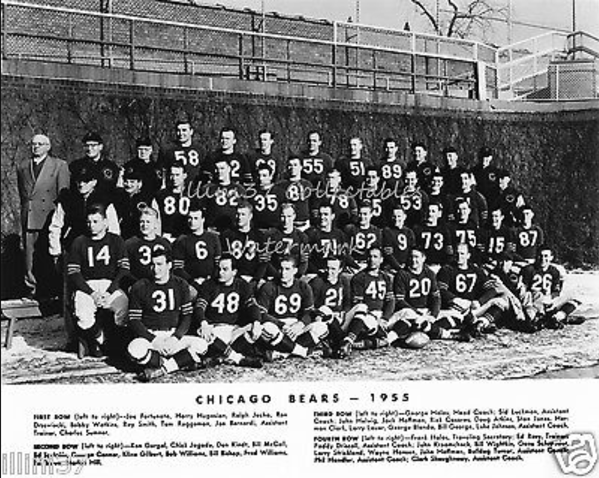 The 1955 Chicago Bears in their team photo at Wrigley Field.Photo: Illini37/Ebay