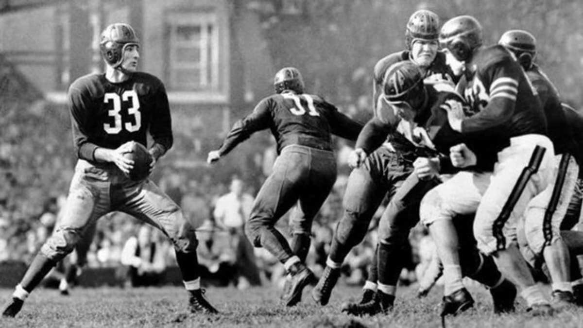Sammy Baugh, quarterback for the Washington Redskins, in action during a 1942 game vs. the Chicago Bears.Photo: Washington Football Team