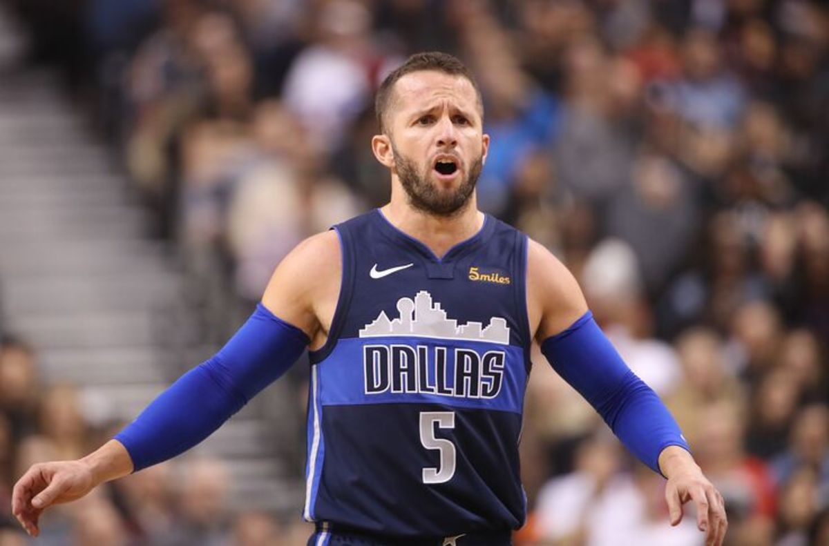 TORONTO, ON - OCTOBER 26: Jose Juan Barea #5 of the Dallas Mavericks reacts against the Toronto Raptors at Scotiabank Arena on October 26, 2018 in Toronto, Canada. NOTE TO USER: User expressly acknowledges and agrees that, by downloading and or using this photograph, User is consenting to the terms and conditions of the Getty Images License Agreement. (Photo by Tom Szczerbowski/Getty Images)