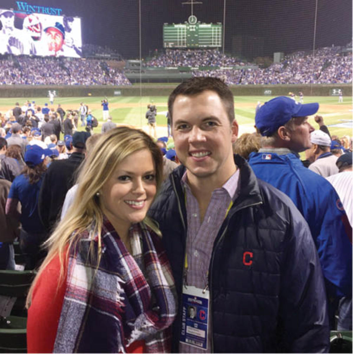 Hawkins and his fiancée, Lindsay Towry, at Chicago’s Wrigley Field during the 2016 World SeriesPhoto: Carter Hawkins