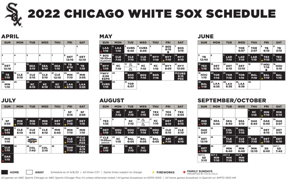 Chicago White Sox 2022 Schedule