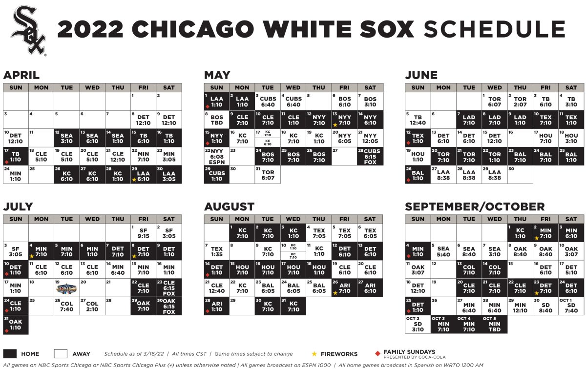 White Sox 2022 Promotional Schedule: Key Dates, Giveaways, and Theme Nights  - On Tap Sports Net