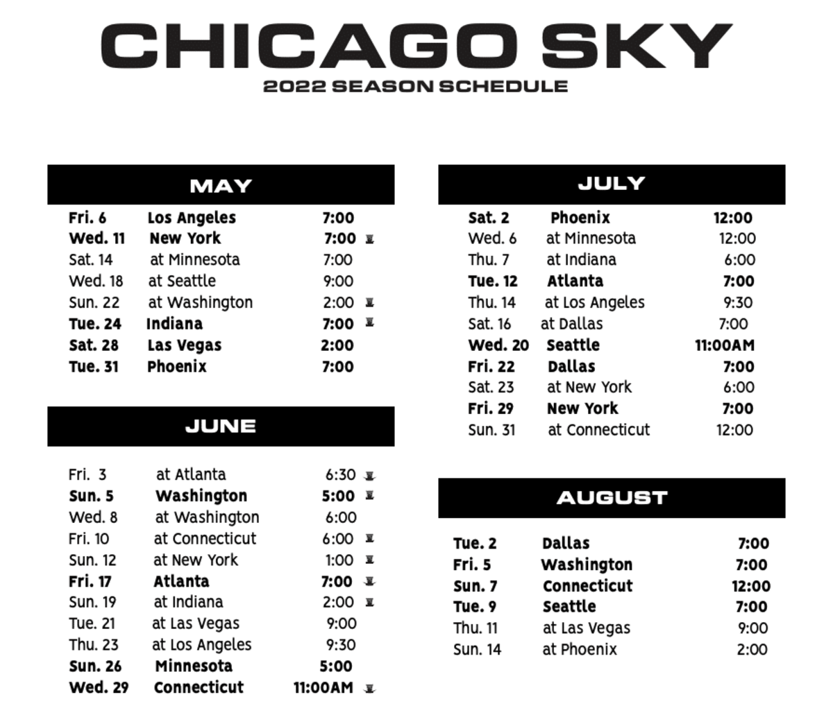 Chicago Sky Schedule 2024 Gwenni Virginia