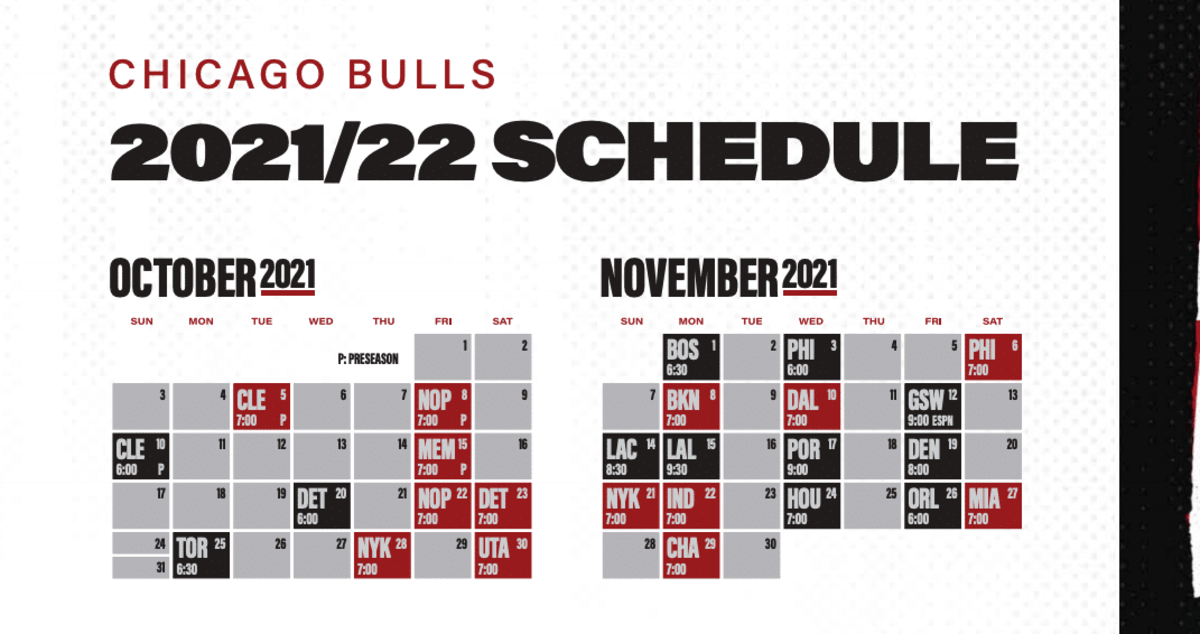 Chicago Bulls 2021 2022 Regular Season Schedule