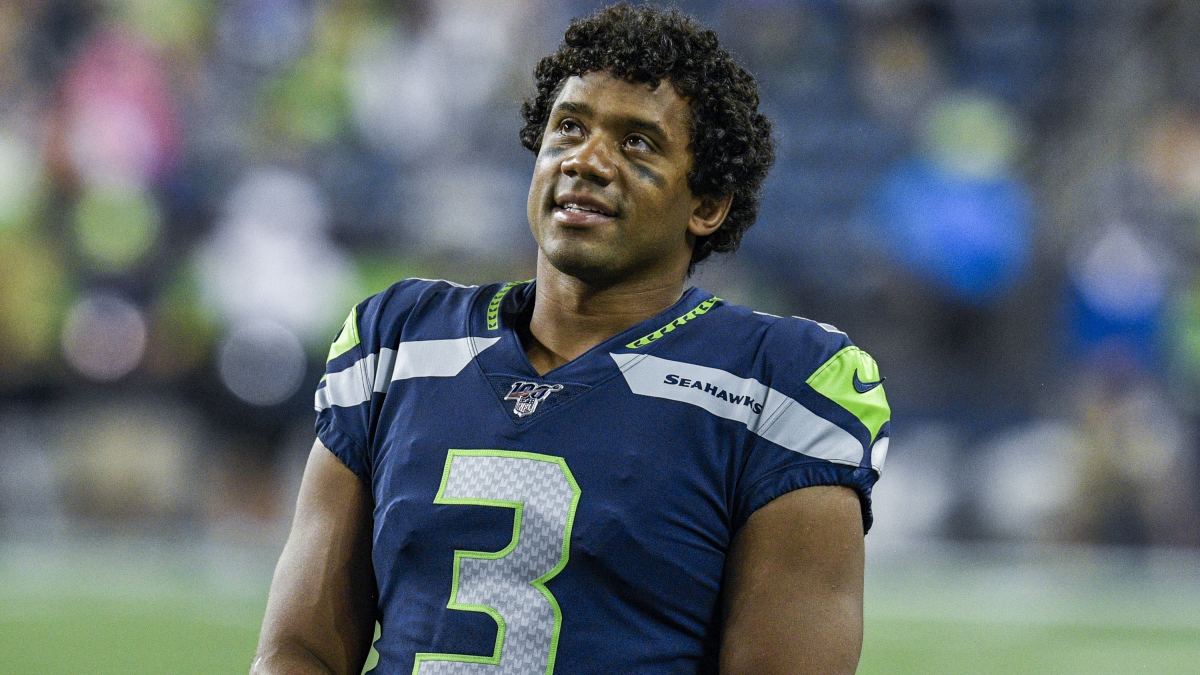 SEATTLE, WA - AUGUST 08: Quarterback Russell Wilson #3 of the Seattle Seahawks stands on the sidelines during the NFL game against the Denver Broncos at CenturyLink Field on August 8, 2019 in Seattle, Washington. (Photo by Dougal Brownlie/Getty Images)
