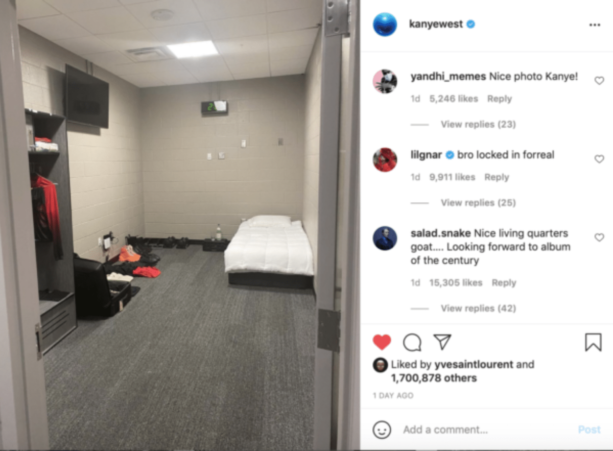 Kanye Mercedes Benz Stadium Room Instagram Post