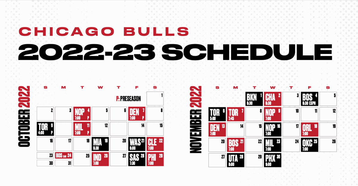Chicago Bulls Schedule 2022 2023 October-November