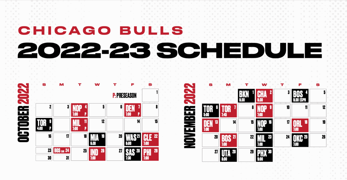 20242025 Nba Regular Season Schedule For Chicago Bulls Detroit Lions