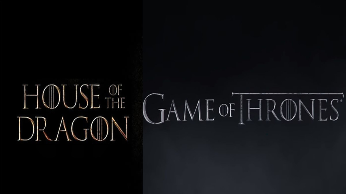 Promotional posters from HBO's hit shows House of the Dragon and Game of Thrones side-by-side