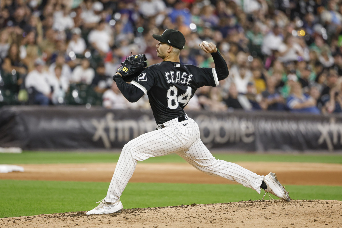 Sep 3, 2022; Chicago, Illinois, USA; Chicago White Sox starting pitcher Dylan Cease (84) delivers against the Minnesota Twins during the seventh inning at Guaranteed Rate Field.