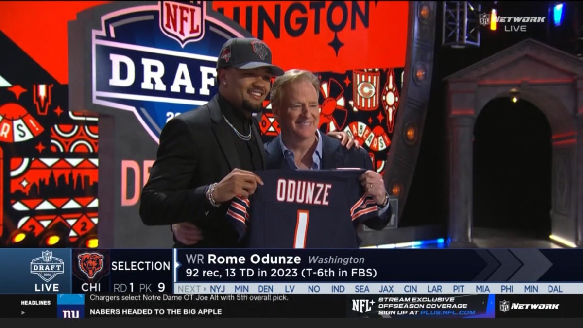 Bears Select Washington WR Rome Odunze 9th Overall in 2024 NFL Draft