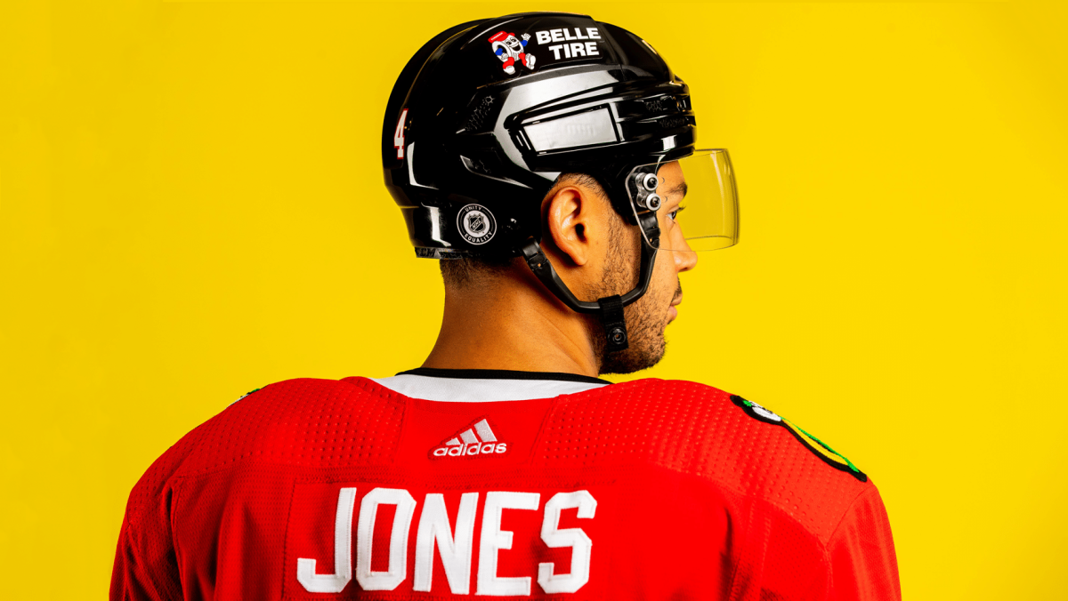Blackhawks Helmet Ad Belle Tire