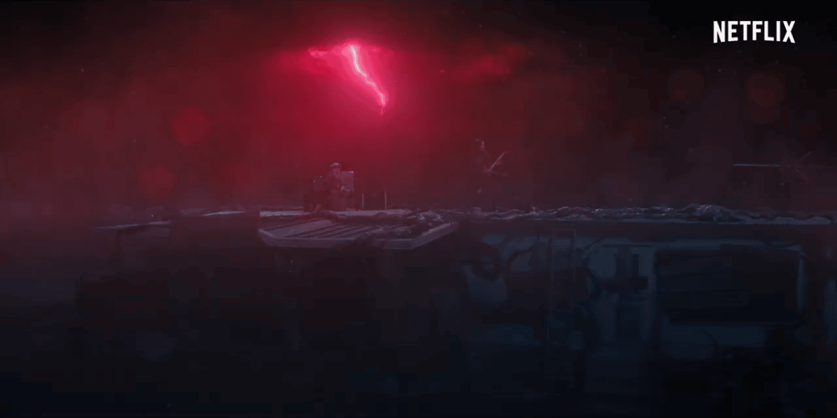 Eddie Munson playing his guitar in the Upside-Down in the Stranger Things season 4 part 2 trailer